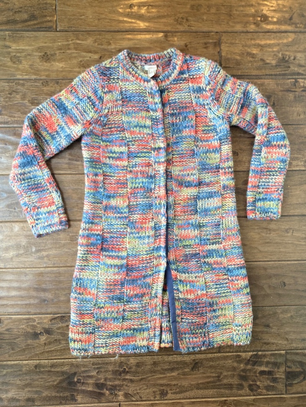 Sundance Catalog Rainbow Alpaca Longline Sweater Cardigan Chunky Knit sz Small